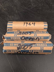 US Jefferson Nickel Coin Rolls - 1964 & 2003 (Lot of 3)