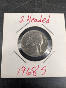 Vintage 1968 Jefferson Nickel Two-Headed Coin