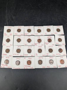 Vintage Lincoln Cent Variety Collection - Dates & Mint Marks (Lot of 24)