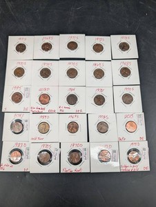 Vintage Lincoln Wheat & Memorial Cents Error Variety Collection (Lot of 25)
