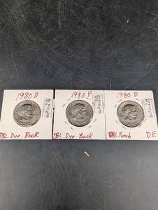 Vintage 1980-D Susan B. Anthony Dollar Variety Set - 3pc