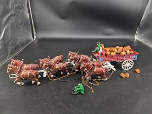 Horse-Drawn Wagon & Team Figurine Set