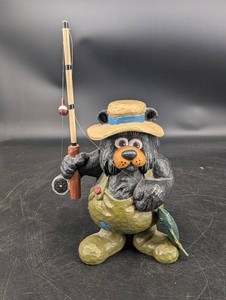Bear Fisherman Folk-Art Figurine
