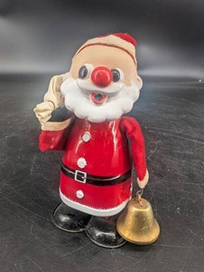 Vintage Made in Japan Wind-Up Santa Claus Toy With Bell