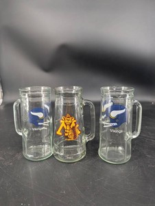 Minnesota Vikings & Golden Gophers Glass Beer Mugs (Lot of 3)