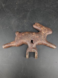 Antique Cast Metal Hardware Bracket With Forked End
