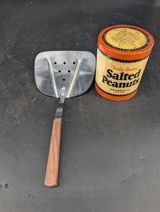 Vintage Warco Japan Spatula & Walgreen Co. Peanut Tin Mixed Lot