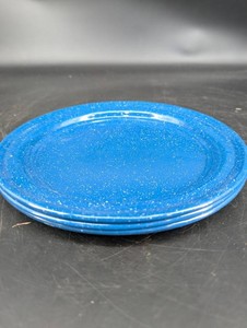 Blue Speckled Enamel-Style Plates (Lot of 3)