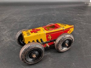 Vintage Tin Wind-Up Race Car No. 4