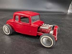 Vintage Red Die-Cast Hot Rod Coupe