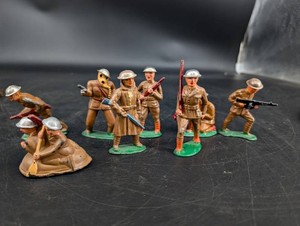Military Toy Soldier Figures - Assorted Combat Poses (Lot of 9)