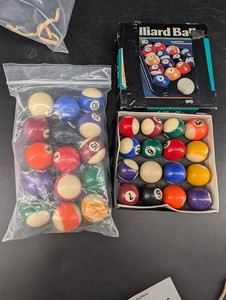 Vintage Billiard Balls Mixed Lot - 1 14in Diameter