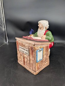 Vintage Santa Claus Ceramic Desk Figurine Reindeer Helicopter