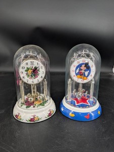 Timex Floral & Disney Mickey Mouse Dome Clocks (Lot of 2)