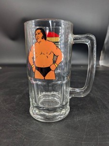 Vintage WWF Andre the Giant Glass Beer Mug 1985 Titan Sports
