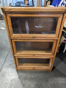 Oak Glass-Front Barrister Bookcase 3-Section