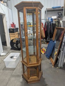 Wood Glass Display Curio Cabinet With Interior Lighting