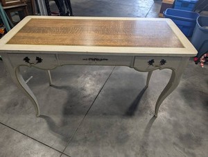 French Provincial Style Writing Desk With Oak-Grain Top