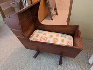 Wooden Rocking Baby Cradle With Padded Mattress