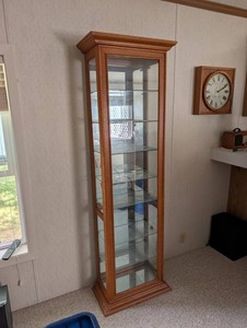Wooden Glass Display Cabinet With Mirrored Interior