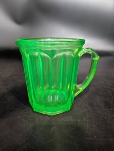 Vintage Uranium Green Pressed Glass Pitcher