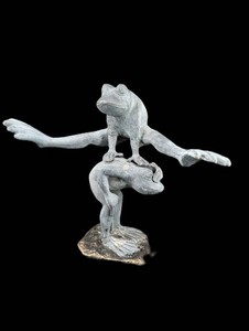 Cast Metal Frog & Lizard Figurative Sculpture