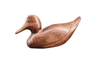 Carved Wood Duck Sculpture Mexican Folk Art