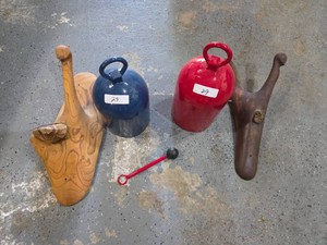 2- Handmade Metal Bells W Mallet