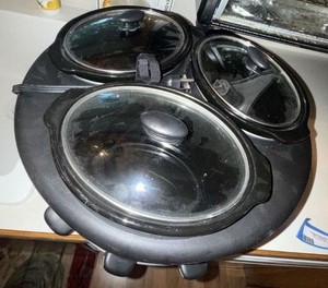 Farberware Triple Slow Cooker Buffet Server 3 Crock Warming Tray