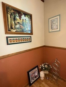 Lot of Framed Wall Art Kitchen Decor Wine Rack Floral Accent Pieces
