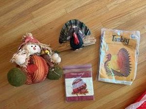 Thanksgiving Fall Decor Lot Beistle Turkey Centerpiece Scarecrow