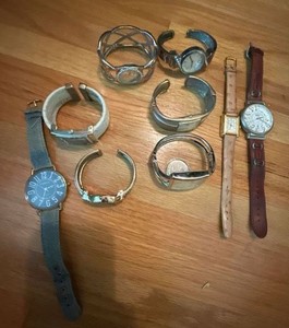 Mixed Fashion Wristwatch Lot Cuff Bangle Strap Styles Rhinestone Accents