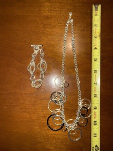 Silver Tone Fashion Jewelry Lot Necklace Toggle Bracelet Mixed Metals