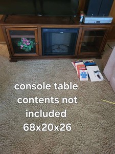 Wood Media Console TV Stand with Electric Fireplace Insert 68x20x26