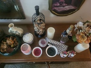Assorted Home Decor Lot Vases Candles Floral Arrangements & Ceramics