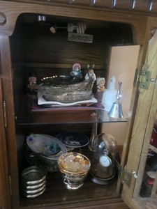 Mixed Decorative Glassware Figurines Clock Dome Serving Pieces Lot