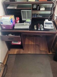 Office Equipment & Supply Lot w Canon Printer Calculator Desk Shelf