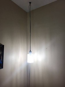 Unmarked Faceted Glass Swag Pendant Light Braided Cord Hanging Lamp