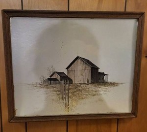 West Signed Framed Barn Landscape Wall Art Rustic Farmhouse Decor