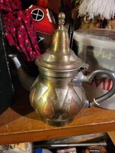 Vintage Chehab Kouzina Moroccan Brass Copper Coffee Tea Pot