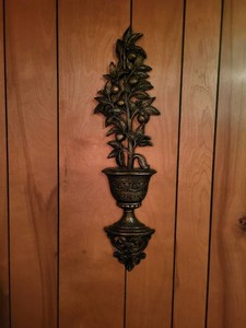 Vintage Mid-Century Metal Barn and Topiary Wall Art Set