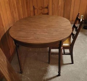 Vintage Oval Extension Dining Table Set with 2 Chairs & Leaf