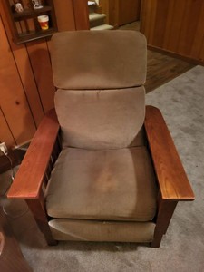 Mission Oak Style Slat Side Recliner Armchair