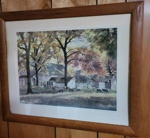 Ranulph Bye Framed Farm Landscape Print Sheep Barn Wood Frame