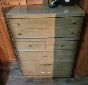 Vintage Mid-Century Modern Blonde Oak 3-Piece Bedroom Furniture Set