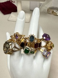 Lot of Assorted Gemstone & Gold Tone Fashion Rings Sterling Included