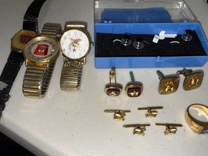 Vintage Masonic & Shriner Watches Cufflinks Tie Tacks Ring Group