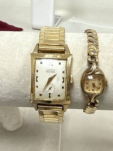 Vintage Gruen Precision & Elgin Gold Tone Wristwatch Pair