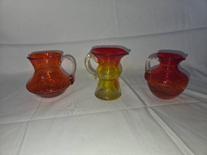 Vintage Amberina Crackle Glass-3 pcs.