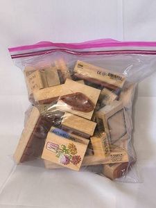 Wood Mounted Rubber Stamps Lot-39 pcs.